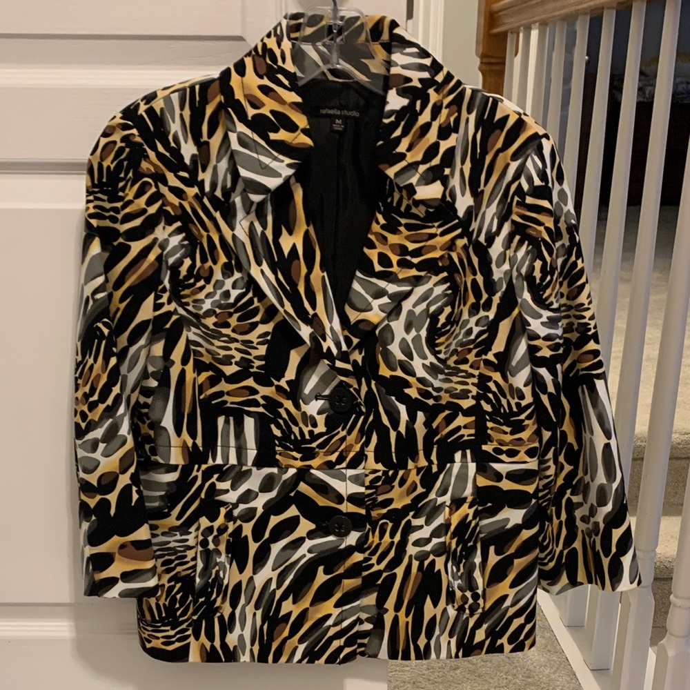 Rafaella Black and Tan Animal Print Blazer